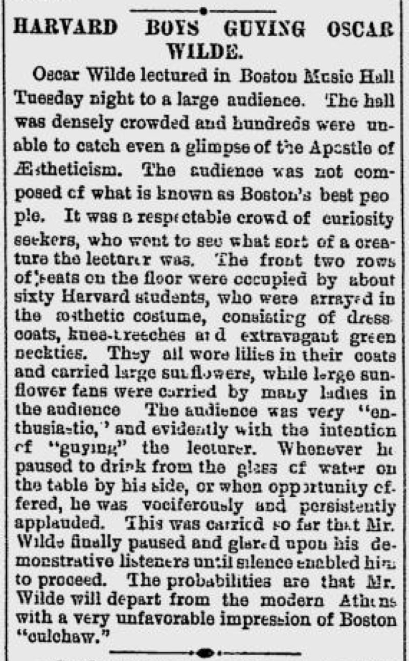 The Paterson Weekly Press, Feb 2, 1882, Oscar Wilde 